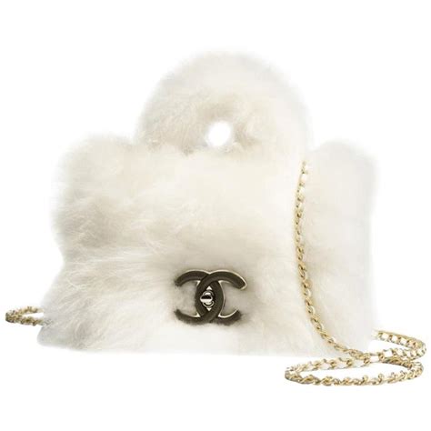 chanel white fur backpack